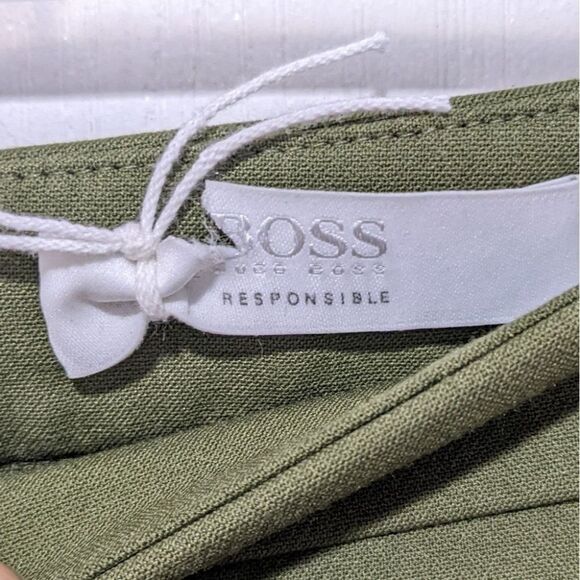 New hugo Boss | Tiluna Side-Zip 2 Slim-Leg Ponte Cropped Trousers in Green - Picture 5 of 9